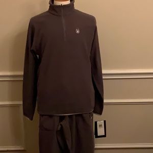 Spyder Men’s Fleece Set: Upshot 1/2 Zip Top & Aftermath Fleece Pant - ArmorGrey